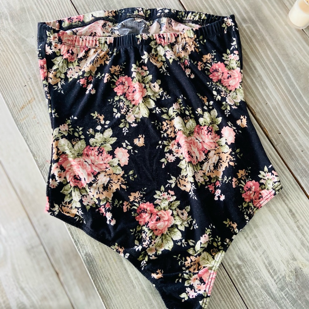 Womens strapless body suite.